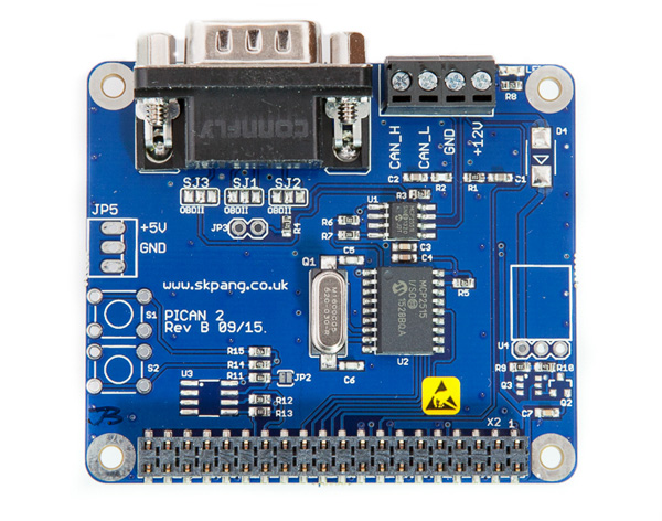 画像:PiCAN2 / PiCAN3 CAN-Bus Board for Raspberry Pi | Raspberry Pi CAN-Bus機能 追加 ボード