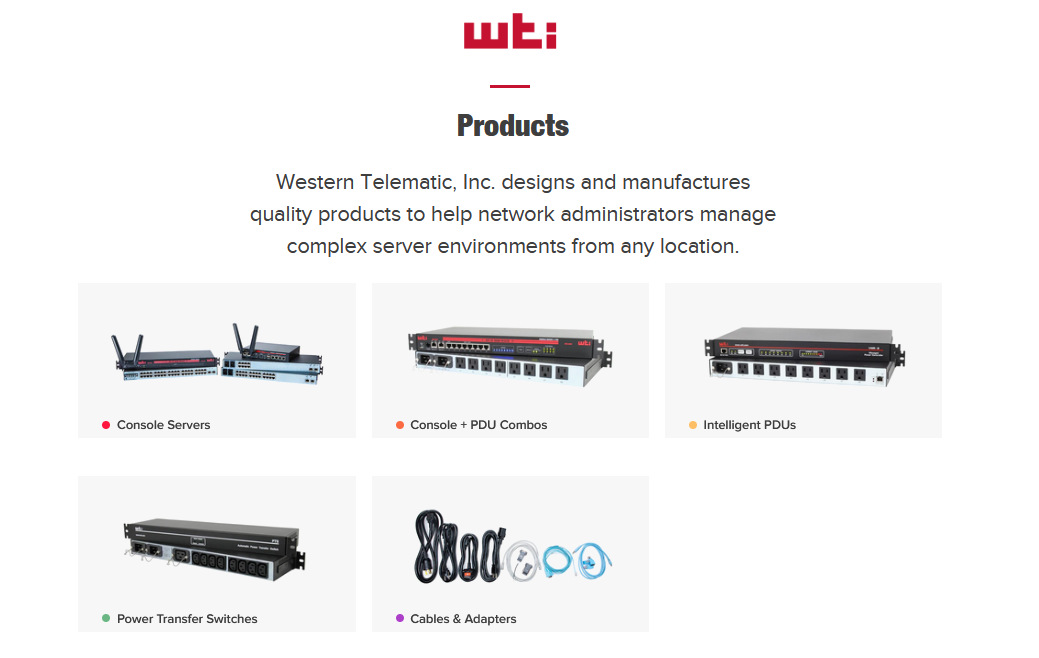 画像:WTI社製品 | ネットワークインフラストラクチャ リモート