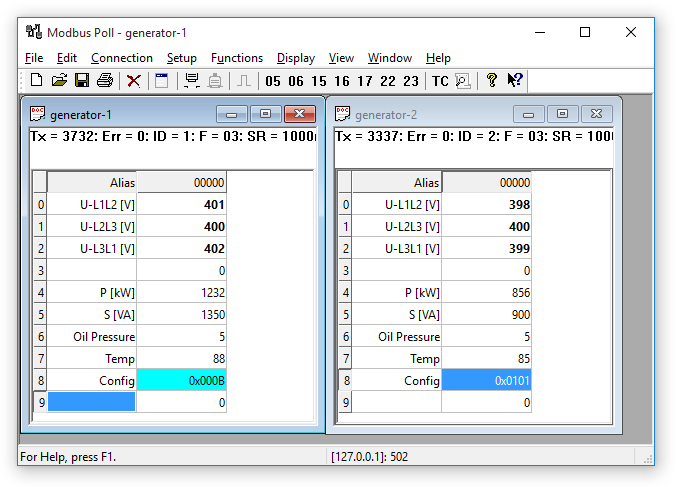 画像:Modbus Poll | Modbusマスタ シミュレータ