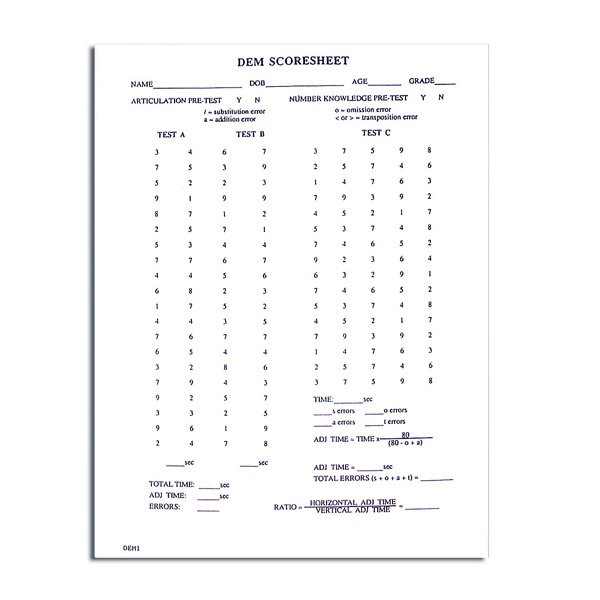 Developmental Eye Movement Test (DEM) | 眼球運動 発達検査 ツール