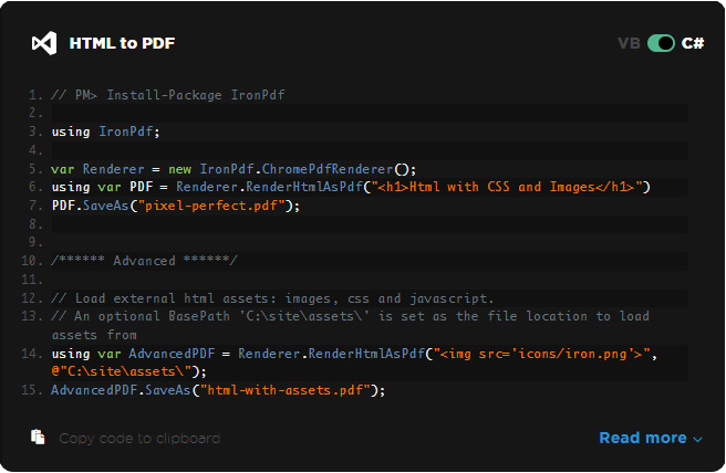 IronPDF for .NET / for Java | 開発者 .NET Java PDF ライブラリ