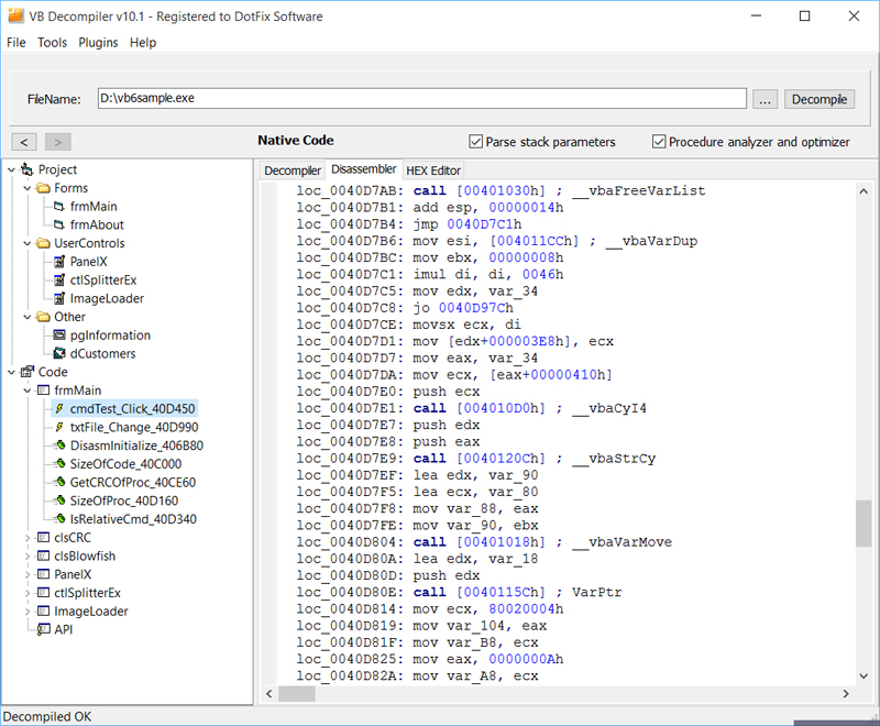 VB Decompiler | Visual Basic プログラム 逆コンパイラ