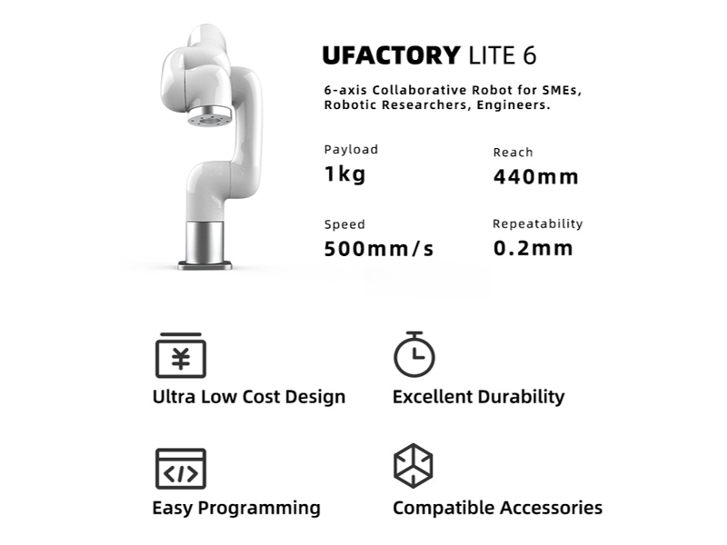 UFactory Lite 6 | 卓上サイズ 6自由度 ロボットアーム