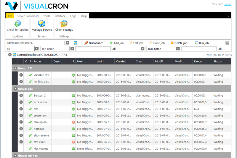 VisualCron | タスク 自動化 統合化 スケジューリング ツール