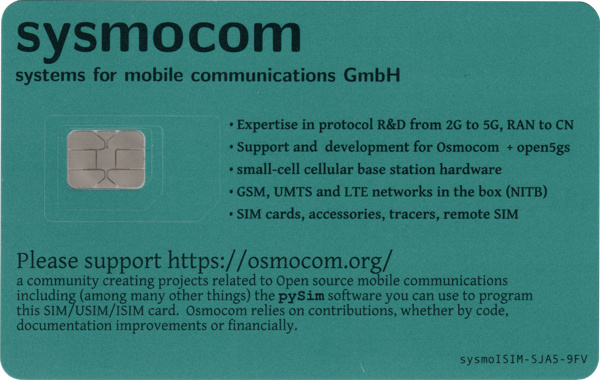 sysmoISIM-SJA5 | 認証情報 再プログラミング 可能 SIM/USIM/ISIM カード