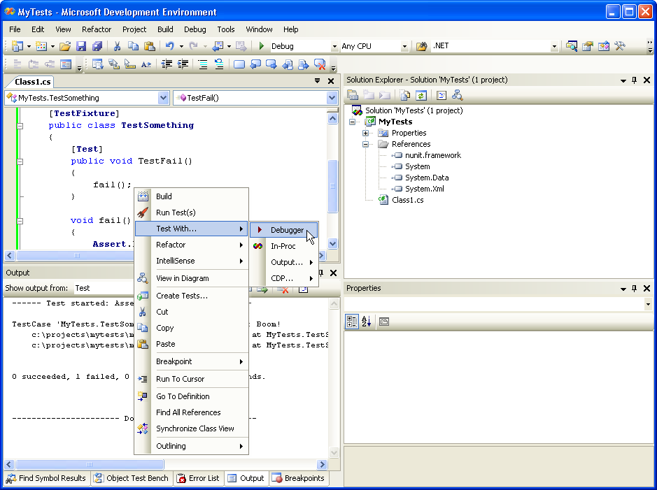 TestDriven.Net | Visual Studio　.NET ユニットテスト 実行 アドイン   