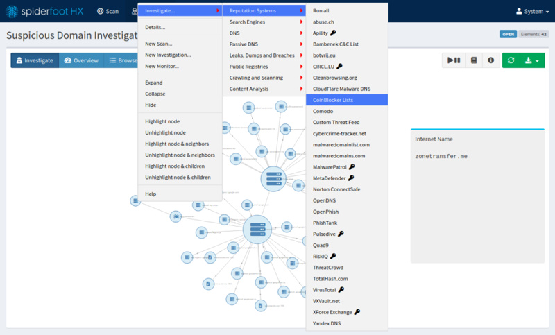 SpiderFoot HX | オープンソースインテリジェンス(OSINT)自動化ツール