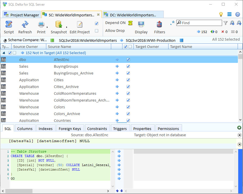 SQL Delta | 信頼性の高いオールインワン SQLデータベース 比較ツール