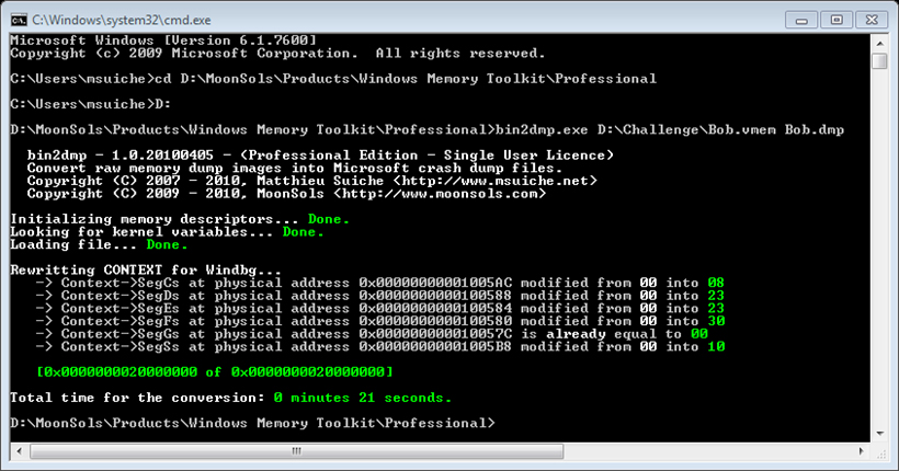 MoonSols Windows Memory Toolkit | Windows メモリダンプ取得 ツール